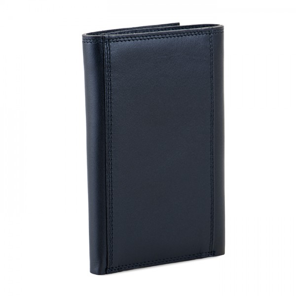 Mywalit Portafoglio da uomo Tri-fold con zip Nero-Blu Nuova