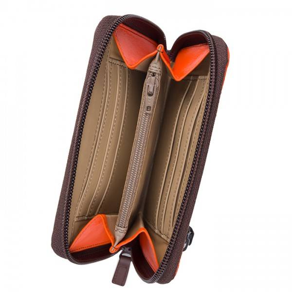 Mywalit Portafoglio Medio in Pelle con Zip Cacao Fornitura limitata