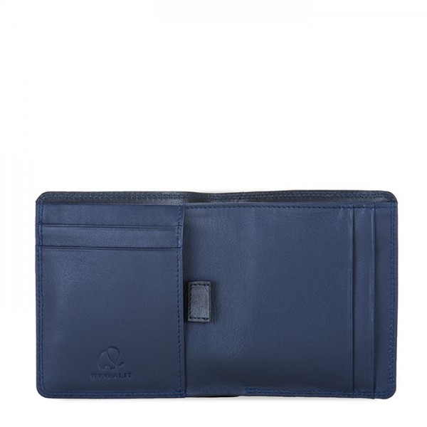 Mywalit Portafoglio da uomo Bi-fold con scomparto estraibile Nero-Blu Ritorno libero
