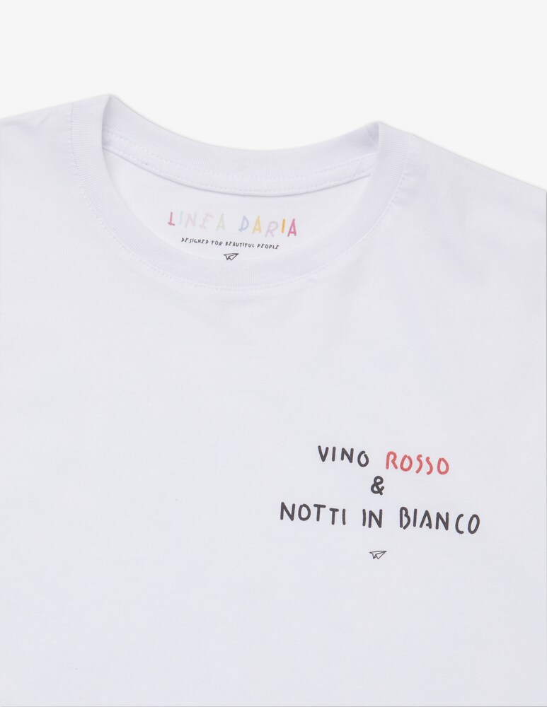 Linea Daria T-shirt Vino Rosso & Notti in bianco In Vendita