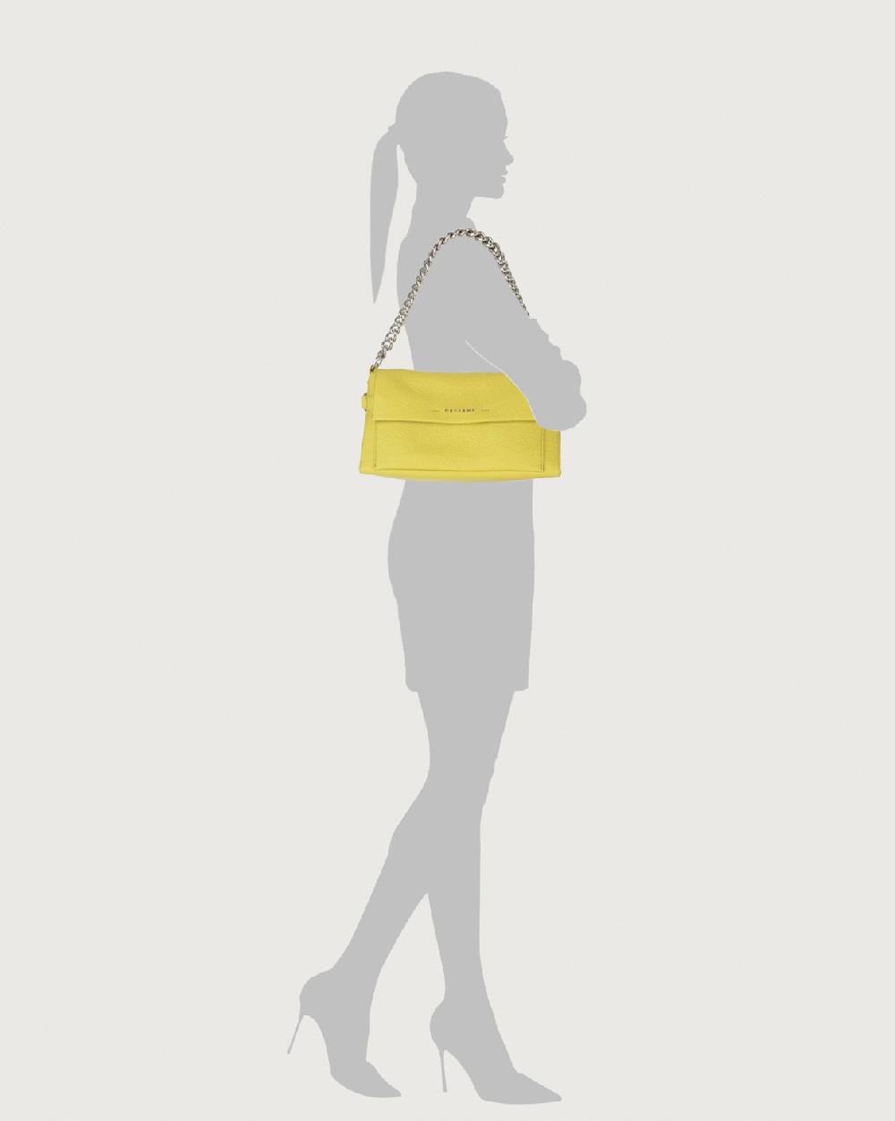 Orciani Borsa a spalla Missy Longuette Soft in pelle con catena e tracolla Prezzo Ridotto