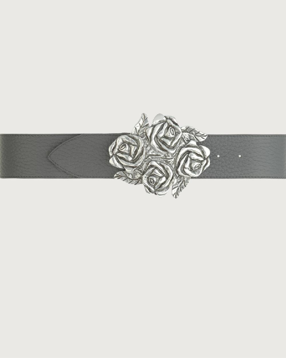 Orciani Cintura Soft in pelle con fibbia motivo rose 5 cm Vendita Calda