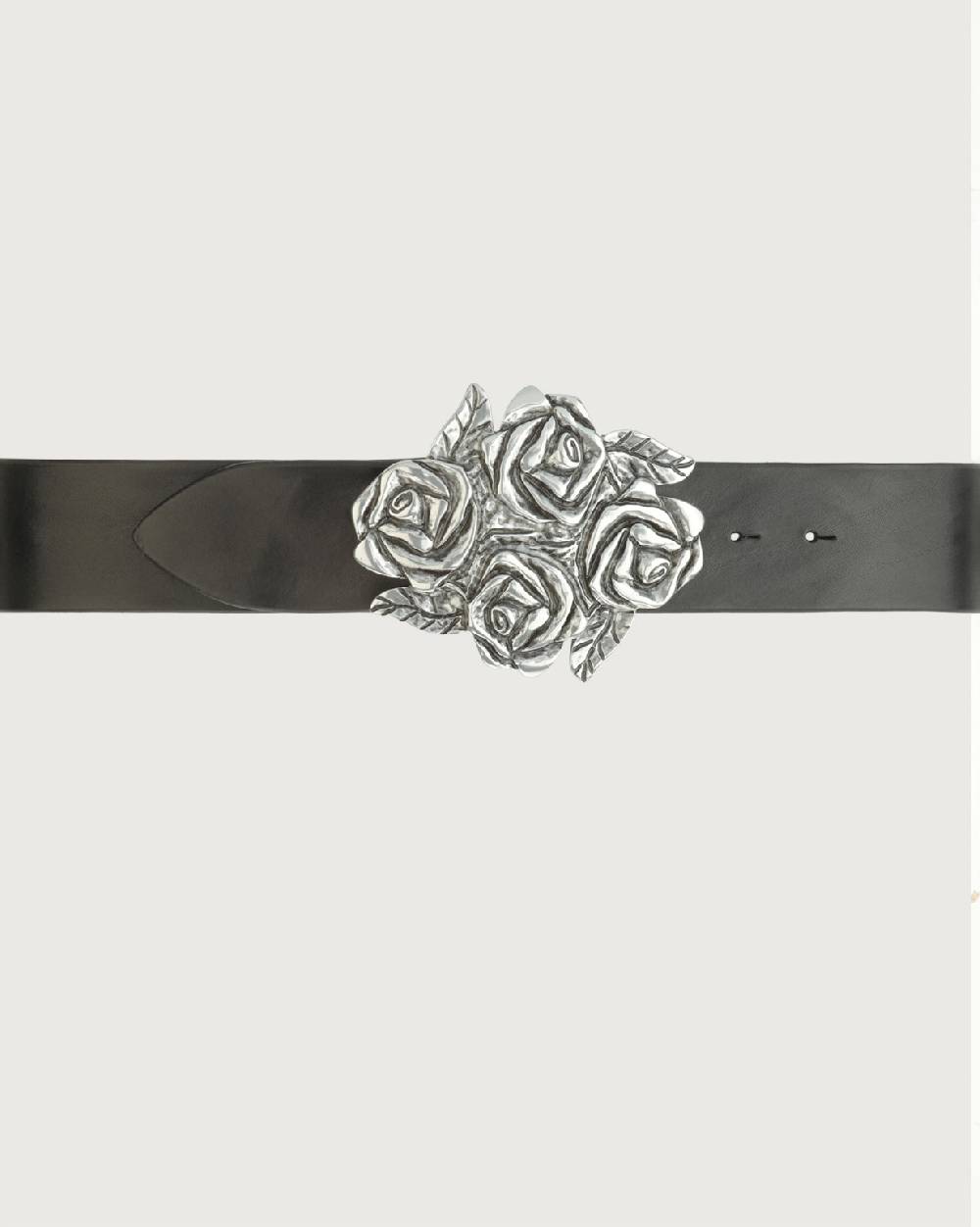Orciani Cintura Bull Soft in cuoio con fibbia motivo rose 5 cm Vendita Economica