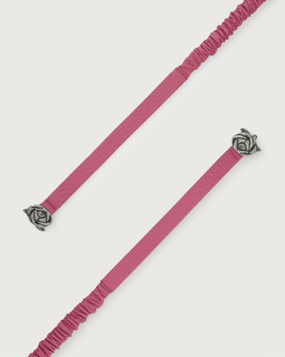 Orciani Cintura Soft in pelle elasticizzata con fibba ad incastro motivo rose 1,5 cm Negozio