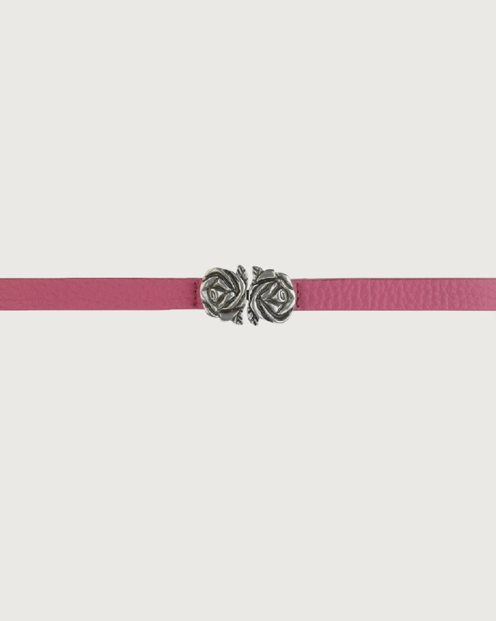 Orciani Cintura Soft in pelle elasticizzata con fibba ad incastro motivo rose 1,5 cm Negozio