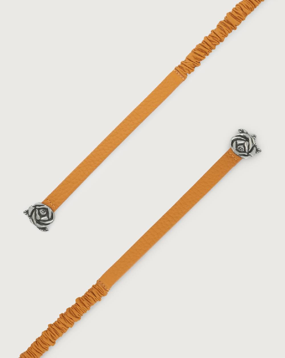 Orciani Cintura Soft in pelle elasticizzata con fibba ad incastro motivo rose 1,5 cm In Saldo