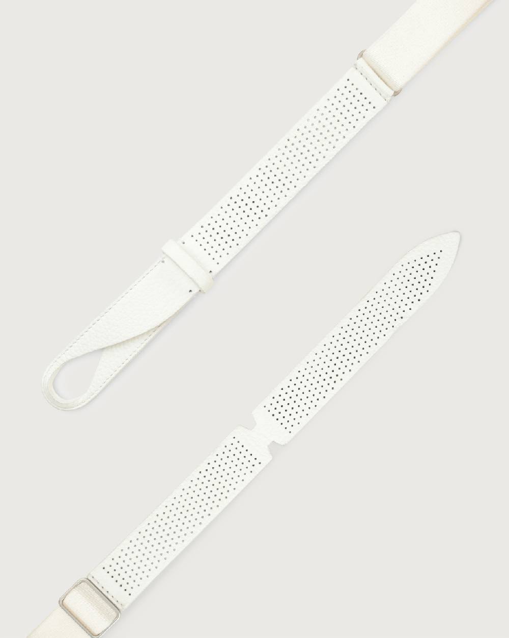 Orciani Cintura Nobuckle Micron in pelle traforata e tessuto Presa