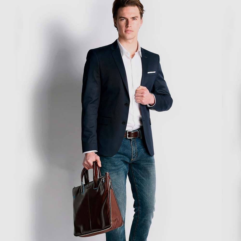 Piquadro Slim computer 15,6" and iPad®Pro 12,9" bag Saldi Di Fabbrica