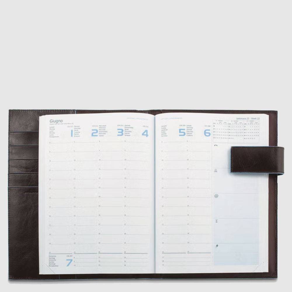 Piquadro Leather weekly diary with Presa