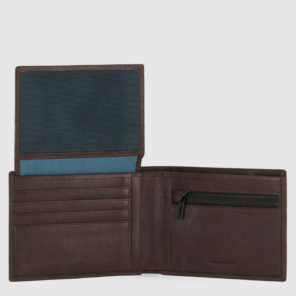 Piquadro Men’s wallet with zipped coin pocket In Linea