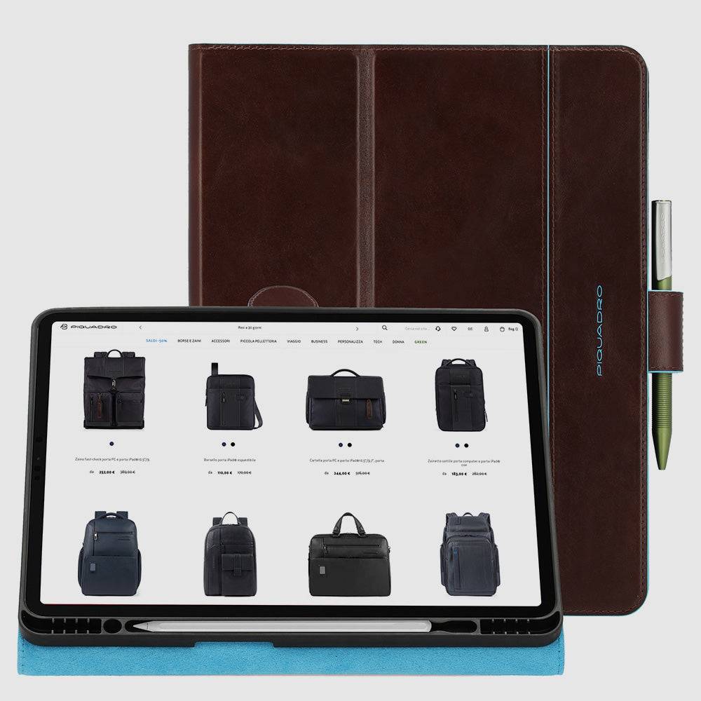 Piquadro iPad®Pro 12,9" stand up leather case In Saldo