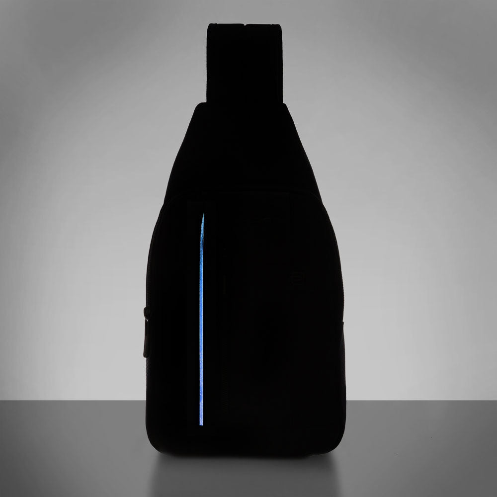 Piquadro Mono sling in recycled fabric with LED light Presa