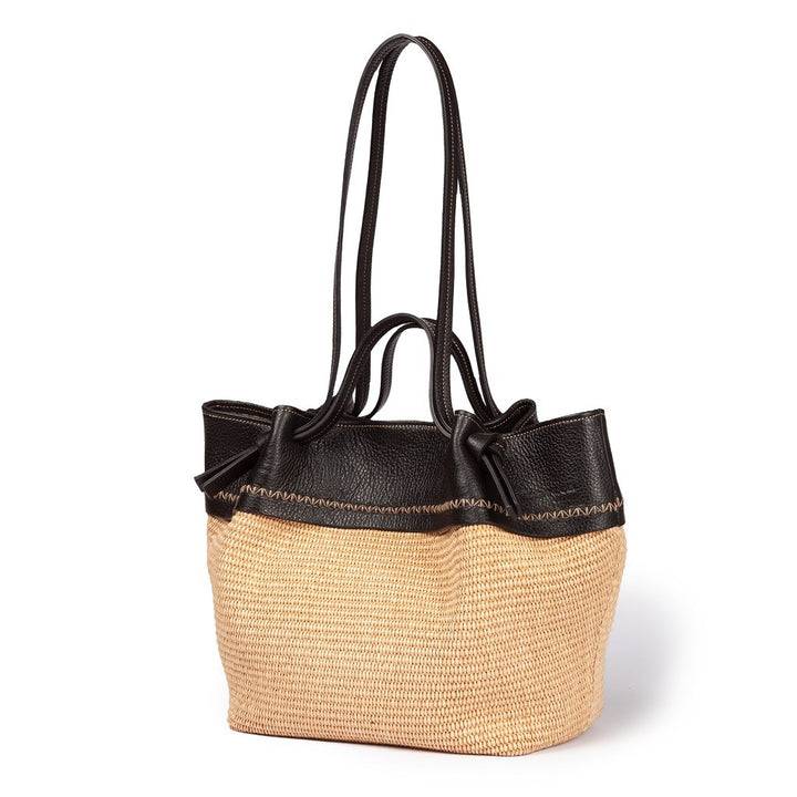 Roberta Gandolfi Ambra large borsa a mano o shopping in rafia e pelle martellata Moda