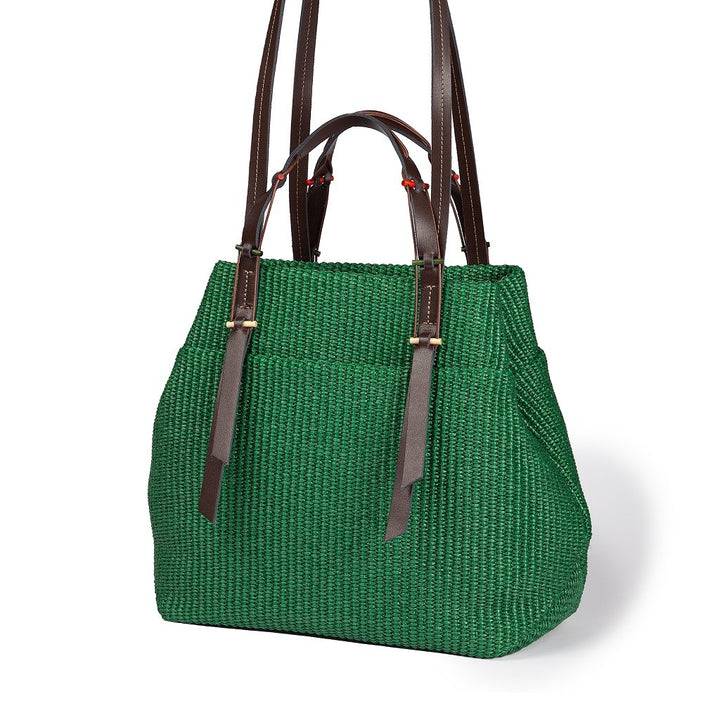 Roberta Gandolfi Fernanda Tote in rafia con finiture in pelle di vitello a doppia portabilità mano o shopping 2025