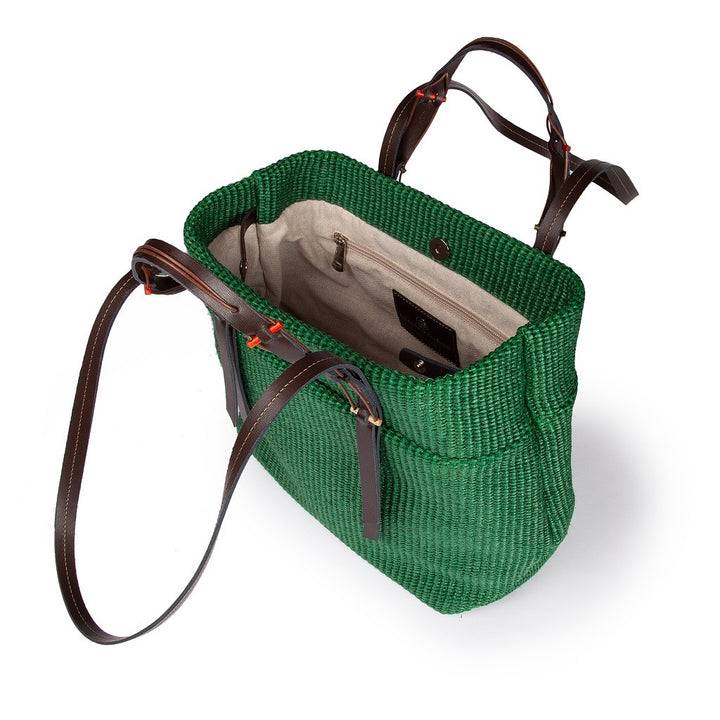 Roberta Gandolfi Fernanda Tote in rafia con finiture in pelle di vitello a doppia portabilità mano o shopping 2025