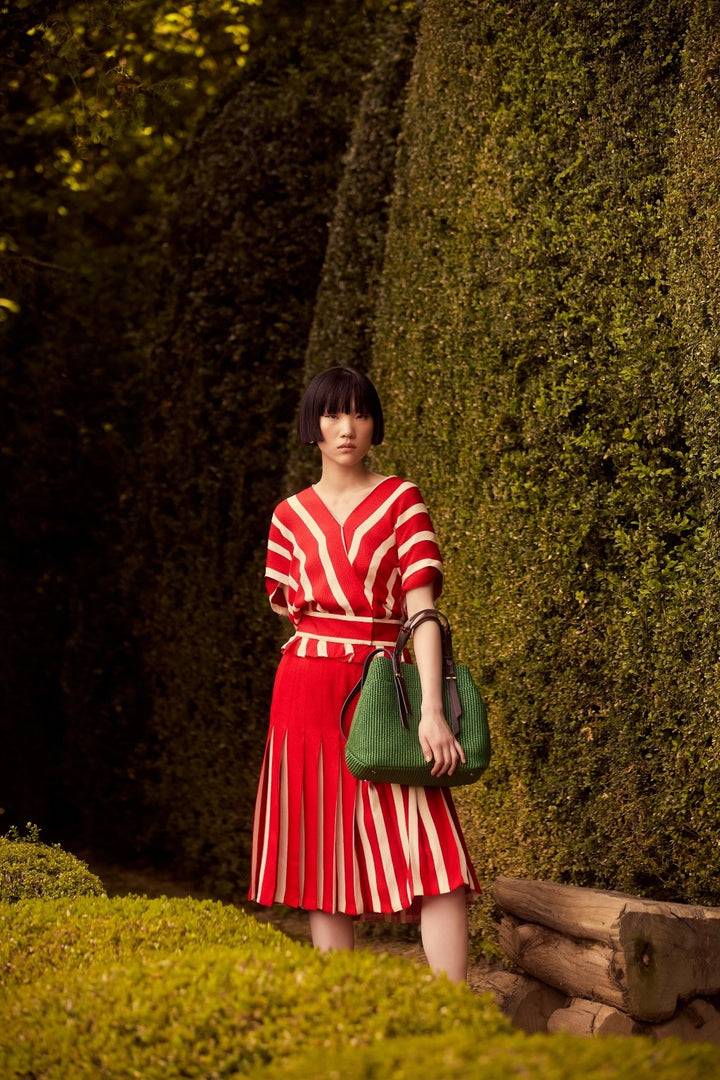 Roberta Gandolfi Fernanda Tote in rafia con finiture in pelle di vitello a doppia portabilità mano o shopping 2025