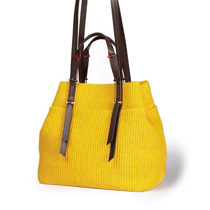 Roberta Gandolfi Fernanda Tote in rafia con finiture in pelle di vitello a doppia portabilità mano o shopping Nuovo