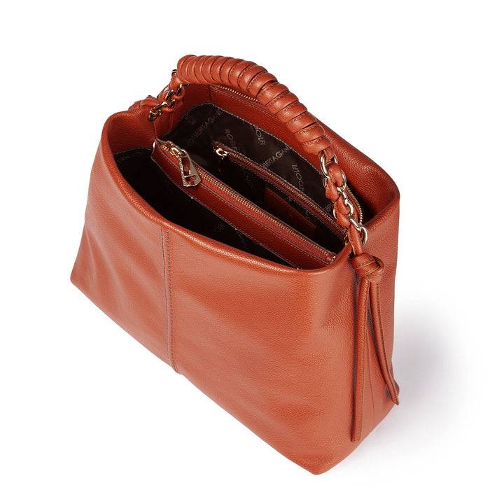 Roberta Gandolfi Amina large borsa a mano in pelle con manico tubolare fasciato e tracolla staccabile Presa