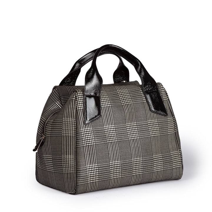 Roberta Gandolfi Arianna Boston in pelle stampa tartan con tracolla staccabile e regolabile Vendita Calda