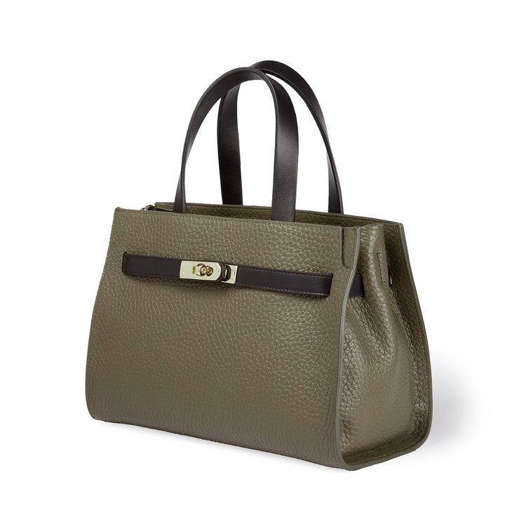 Roberta Gandolfi Frida Handbag in pelle martellata con tracolla logata in tessuto regolabile Saldi Di Fabbrica