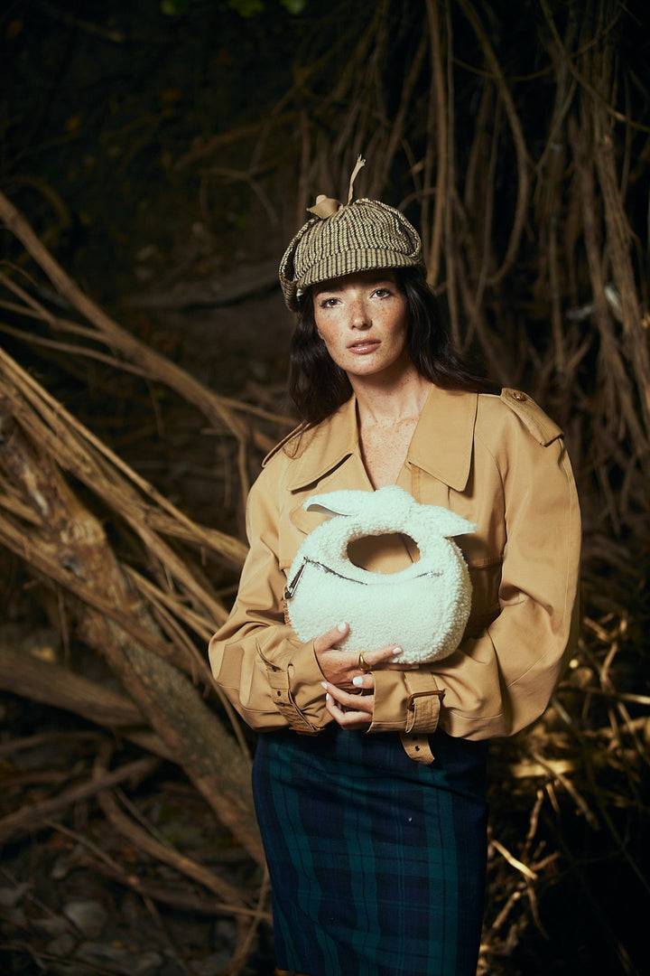 Roberta Gandolfi Bunny Teddy mini bag in shearling con tracolla in pelle staccabile Vendite Flash