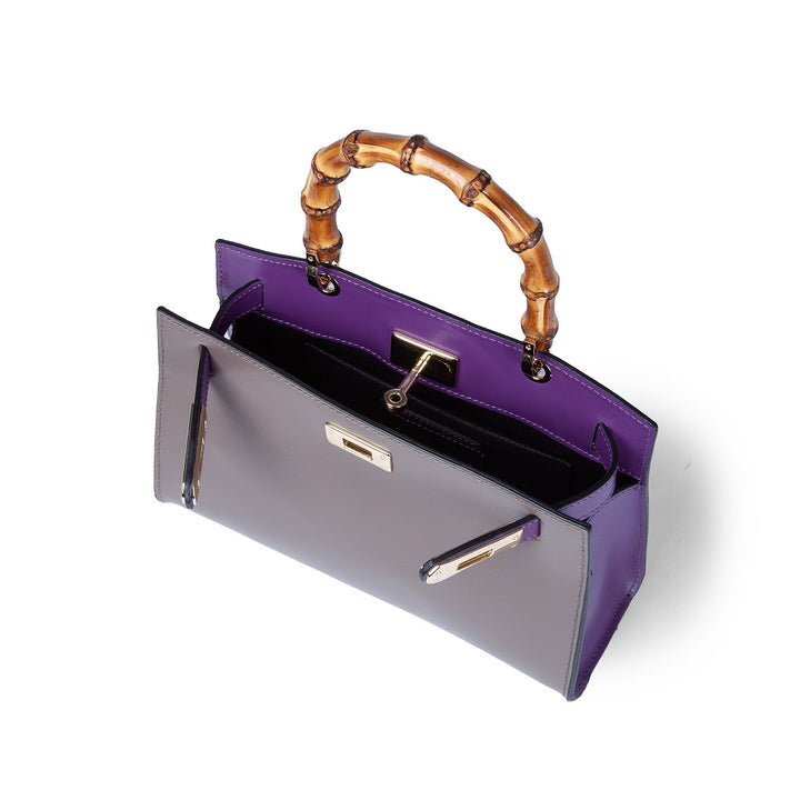 Roberta Gandolfi Lola small borsa in pelle con manico in vero legno di bambù e tracolla staccabile Qualità Garantita
