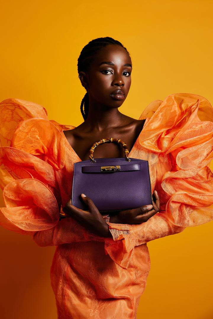Roberta Gandolfi Lola small borsa in pelle con manico in vero legno di bambù e tracolla staccabile Qualità Garantita