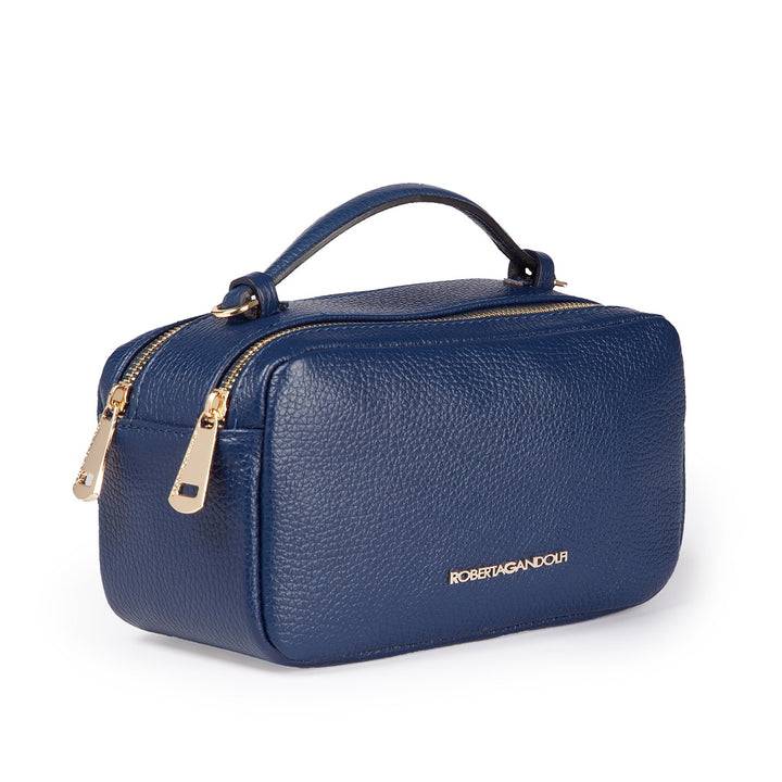 Roberta Gandolfi Brigida camera borsa in pelle con doppio scomparto e tracolla in catena dorata con spallaccio protettivo in pelle Consegna Veloce