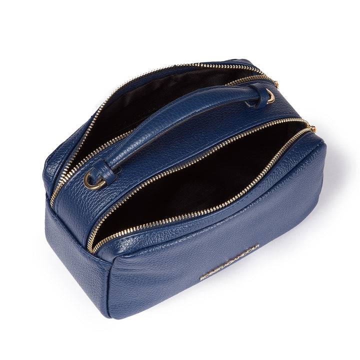 Roberta Gandolfi Brigida camera borsa in pelle con doppio scomparto e tracolla in catena dorata con spallaccio protettivo in pelle Consegna Veloce