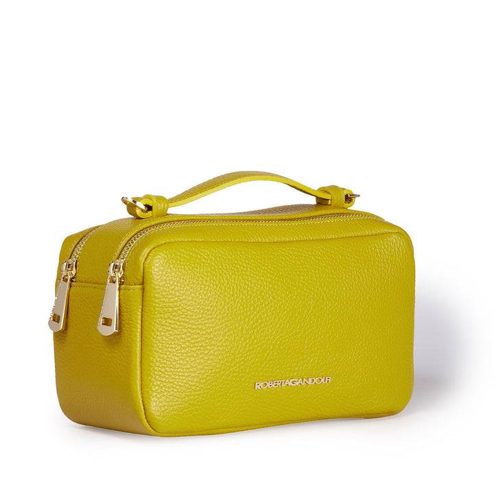 Roberta Gandolfi Brigida camera borsa in pelle con doppio scomparto e tracolla in catena dorata con spallaccio protettivo in pelle Promozione Limitata