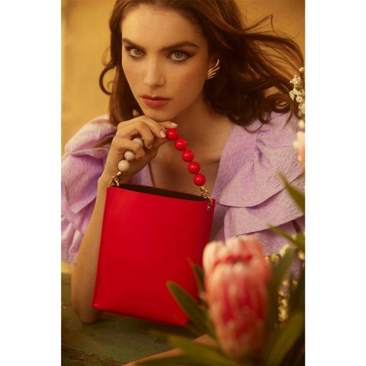 Roberta Gandolfi Zoe mini bag in pelle bicolor e manico gioiello In Vendita