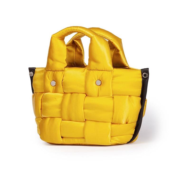 Roberta Gandolfi Greta Mini borsa in tessuto antigoccia imbottita ed intrecciata a mano con finiture in pelle Saldi