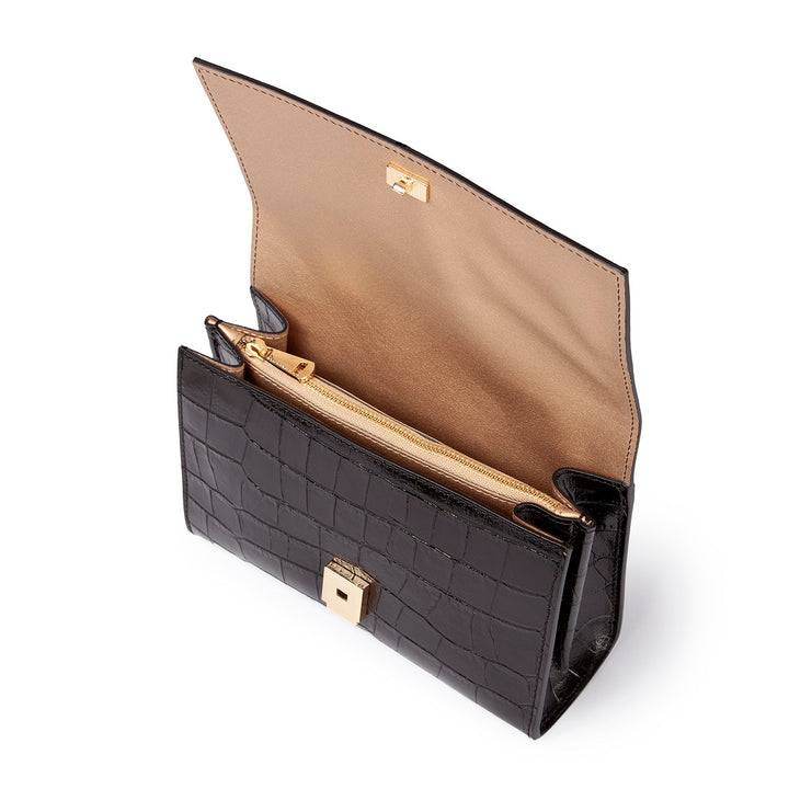 Roberta Gandolfi Nicole cocco compact crossbody borsa in pelle stampa cocco con tramezza interna e tasca esterna con tracolla staccabile e regolabile Moda