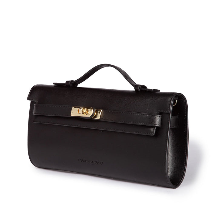 Roberta Gandolfi Jade cluch borsa in pelle con chiusura manico retrattile e tracolla staccabile e regolabile Nuovo