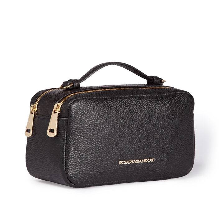 Roberta Gandolfi Brigida camera borsa in pelle con doppio scomparto e tracolla in catena dorata con spallaccio protettivo in pelle Sconto