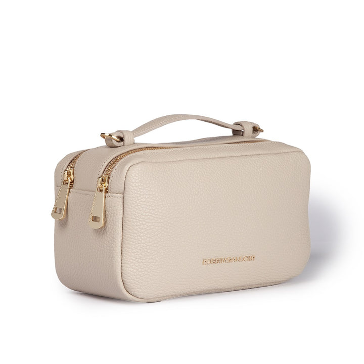 Roberta Gandolfi Brigida camera borsa in pelle con doppio scomparto e tracolla in catena dorata con spallaccio protettivo in pelle Offerta