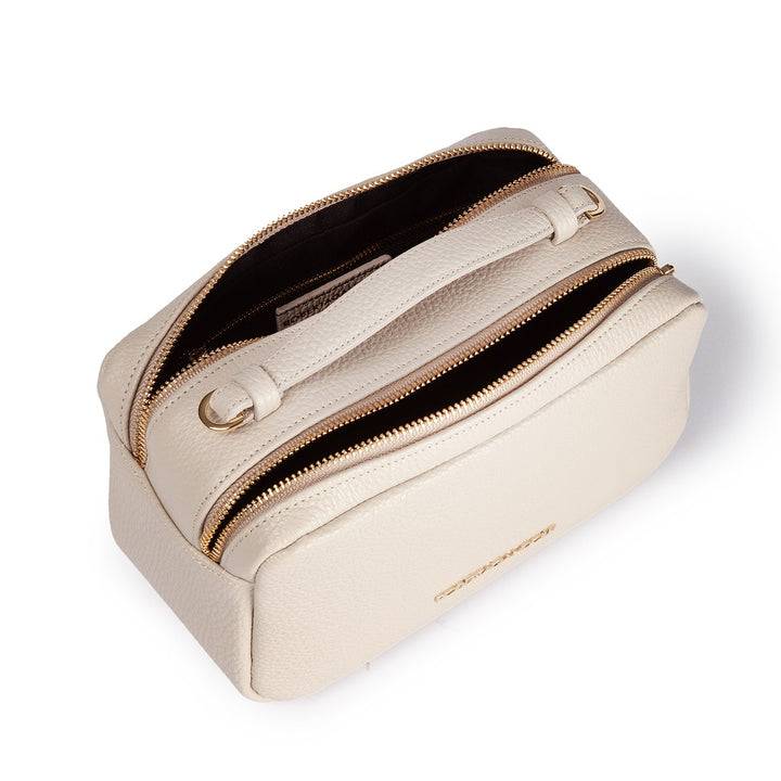 Roberta Gandolfi Brigida camera borsa in pelle con doppio scomparto e tracolla in catena dorata con spallaccio protettivo in pelle Offerta
