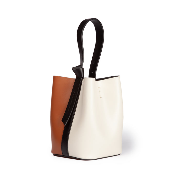 Roberta Gandolfi Cinzia Bucket medium medium in pelle bicolor con tracolla staccabile Nuova
