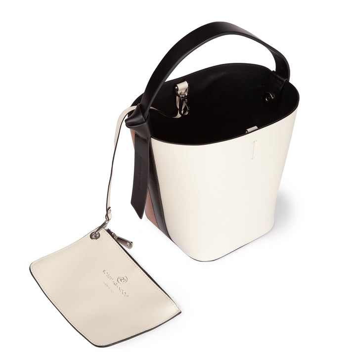 Roberta Gandolfi Cinzia Bucket medium medium in pelle bicolor con tracolla staccabile Nuova