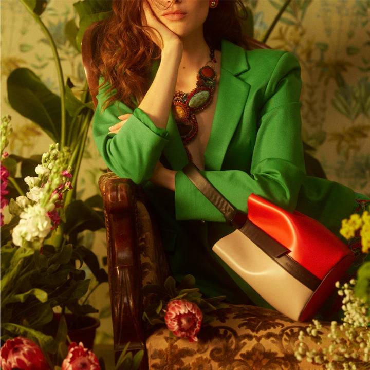 Roberta Gandolfi Cinzia Bucket small in pelle bicolor con tracolla staccabile Promozione