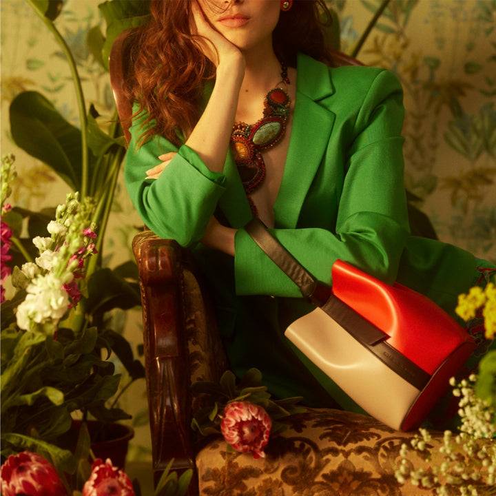 Roberta Gandolfi Cinzia Bucket small in pelle bicolor con tracolla staccabile Spedizione Gratuita