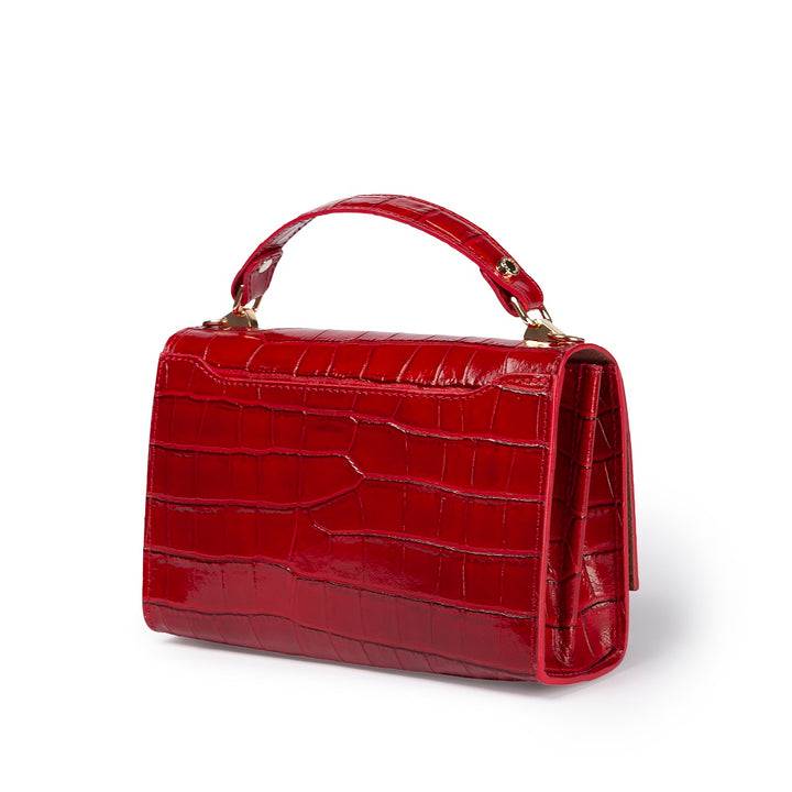 Roberta Gandolfi Nicole cocco compact crossbody borsa in pelle stampa cocco con tramezza interna e tasca esterna con tracolla staccabile e regolabile 2025
