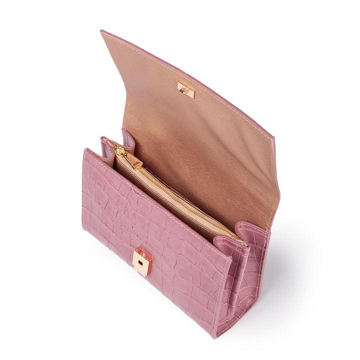Roberta Gandolfi Nicole cocco compact crossbody borsa in pelle stampa cocco con tramezza interna e tasca esterna con tracolla staccabile e regolabile Nuovo