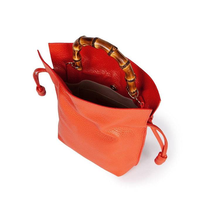 Roberta Gandolfi Silvana small borsa a mano in pelle martellata con manico in vero legno di bambù e tracolla staccabile e regolabile Offerta