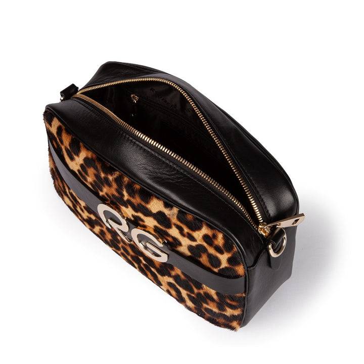 Roberta Gandolfi Dafne pony camera in pelle stampa animalier con tracolla staccabile Economico