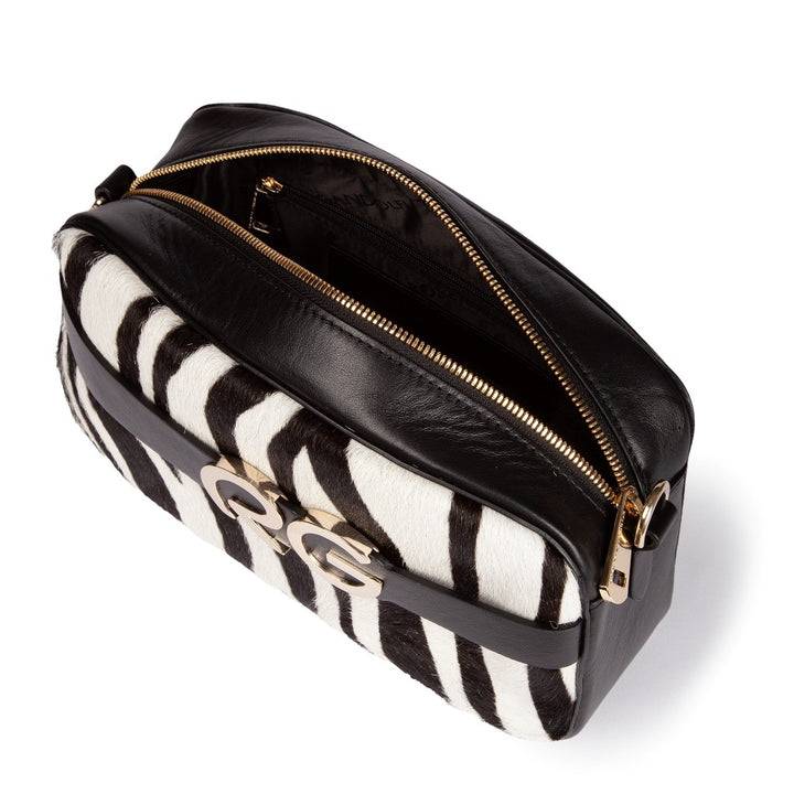 Roberta Gandolfi Dafne pony camera in pelle stampa animalier con tracolla staccabile Outlet