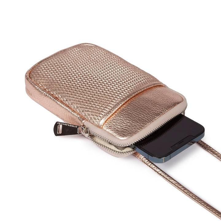 Roberta Gandolfi Yuma Phone holder in pelle di vitello con tracolla staccabile e regolabile e tasca esterna Consegna Veloce