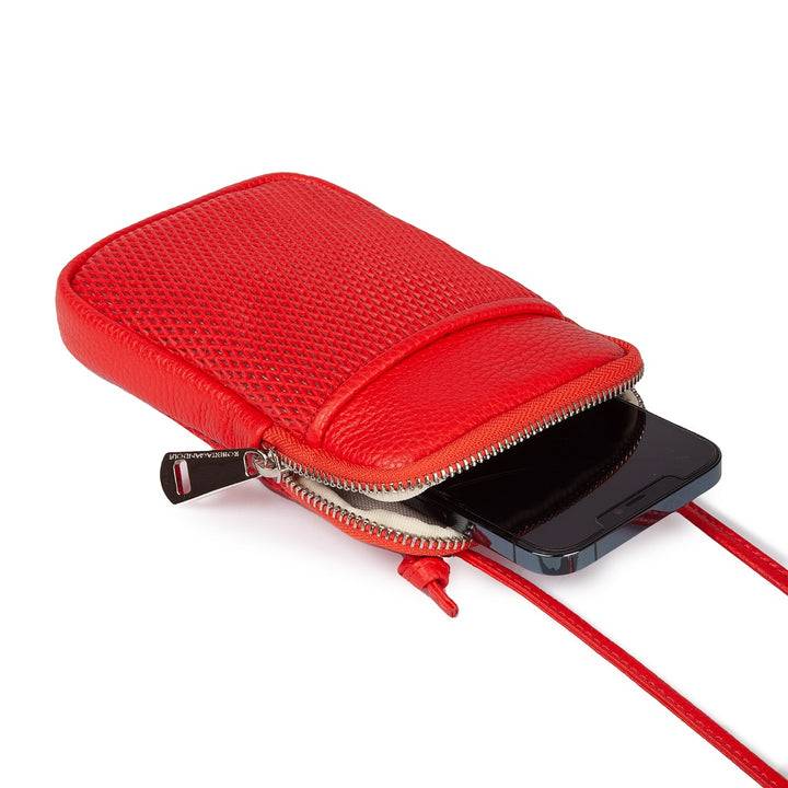 Roberta Gandolfi Yuma Phone holder in pelle di vitello con tracolla staccabile e regolabile e tasca esterna Convenienza