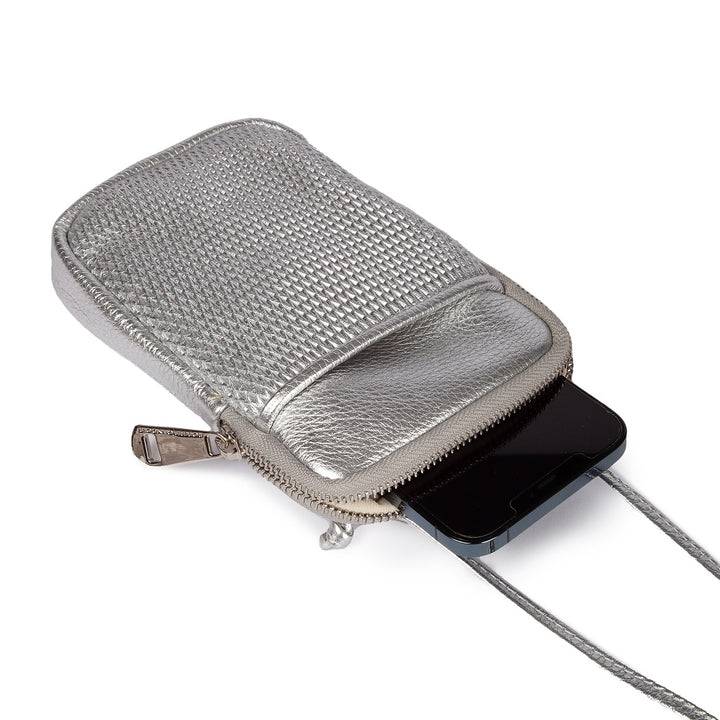 Roberta Gandolfi Yuma Phone holder in pelle di vitello con tracolla staccabile e regolabile e tasca esterna Novità