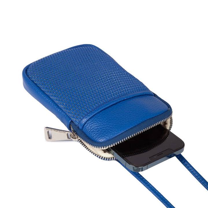 Roberta Gandolfi Yuma Phone holder in pelle di vitello con tracolla staccabile e regolabile e tasca esterna Presa